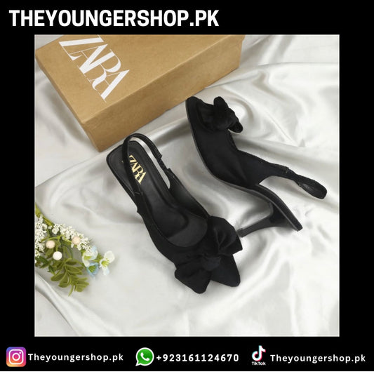 ZARA TAI KNOT HEELS - BLACK