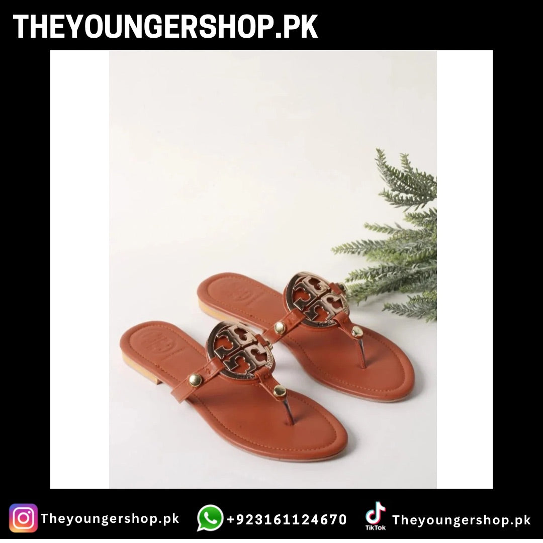 TB MILLER LOGO SANDALS - BROWN