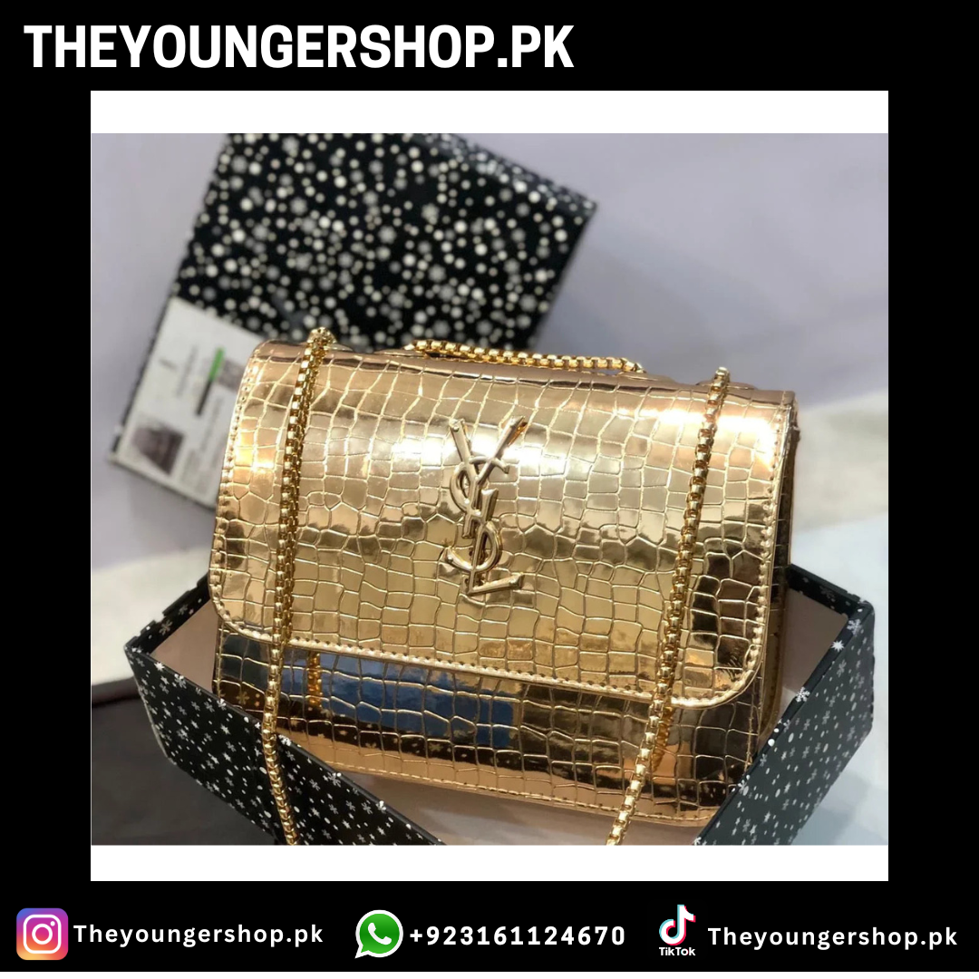 THEYOUNGERSHOP ULTIMATE LUXURY COMBO DEAL - YSL CROSS BODY BAG & YSL SLIDES - GOLDEN