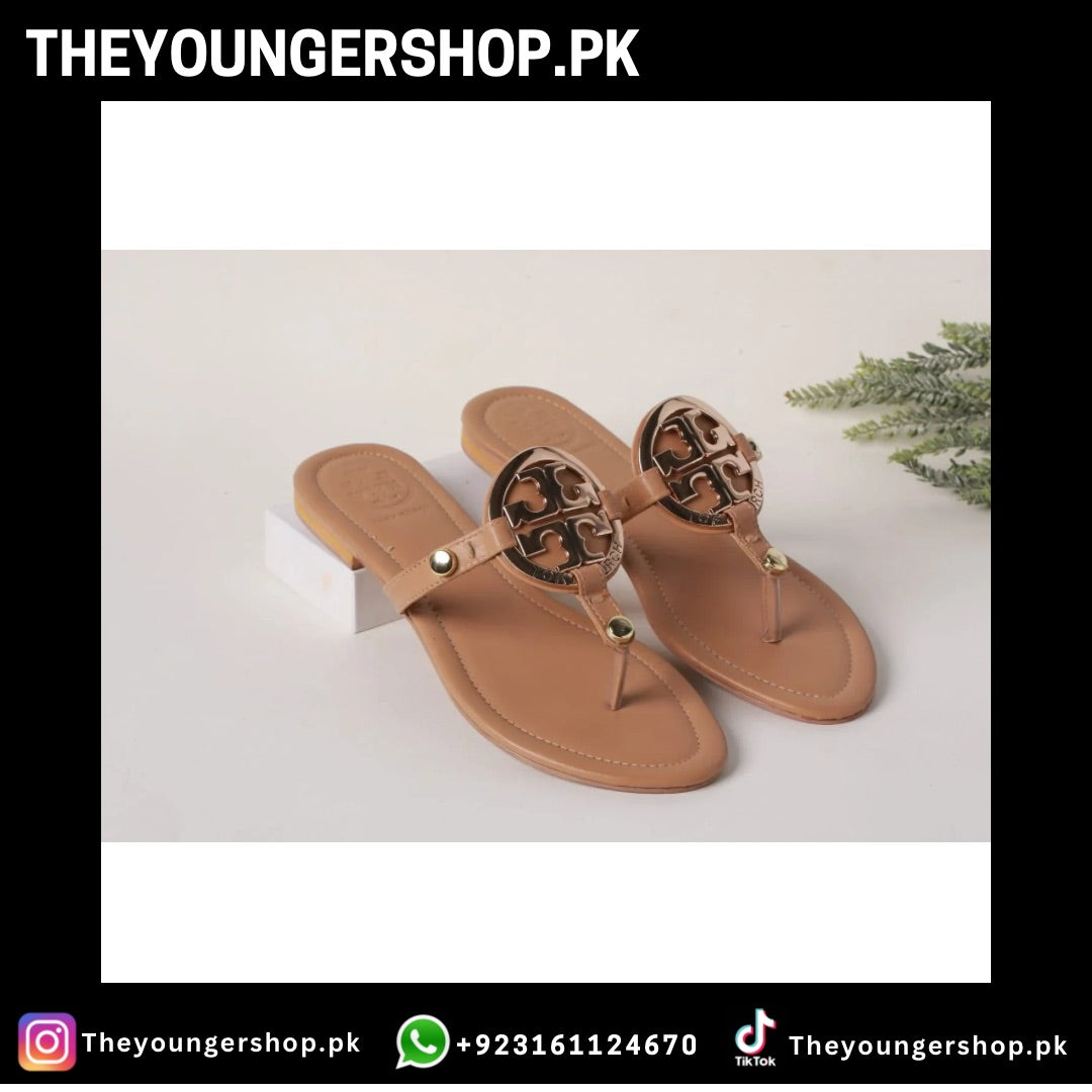 TB MILLER LOGO SANDALS - BEIGE