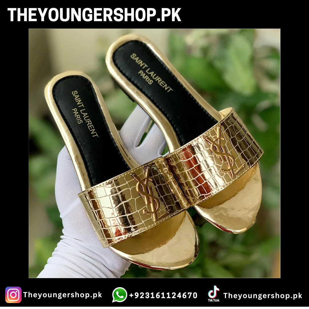 THEYOUNGERSHOP ULTIMATE LUXURY COMBO DEAL - YSL CROSS BODY BAG & YSL SLIDES - GOLDEN