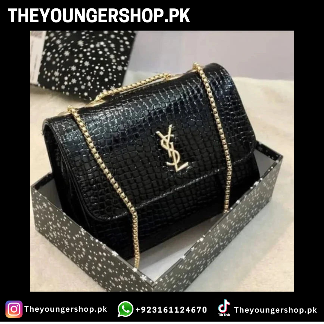 THEYOUNGERSHOP ULTIMATE LUXURY COMBO DEAL - YSL CROSS BODY BAG & YSL SLIDES - BLACK