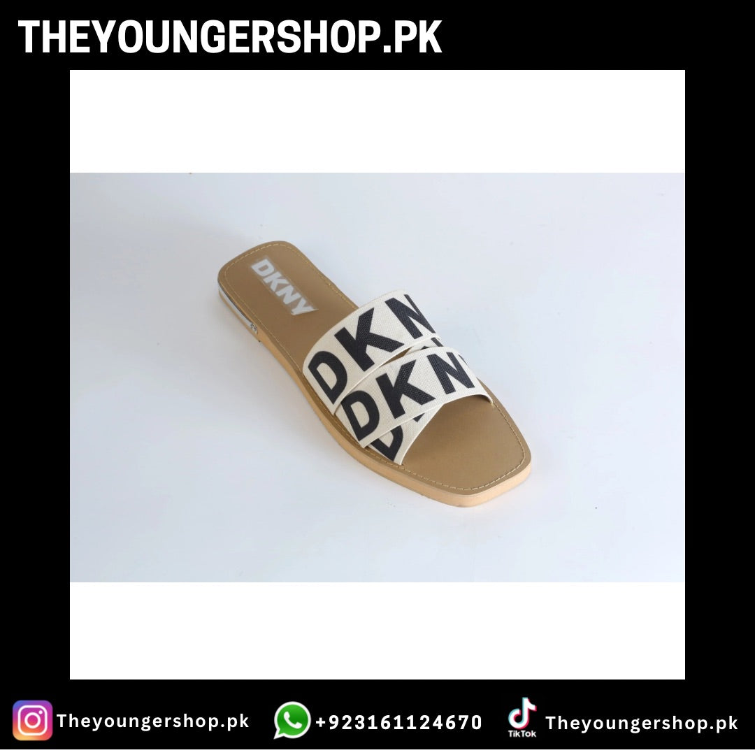 DKNY ISHA FLAT SLIPPERS - BEIGE