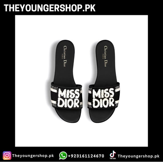 MISS DIOR DWAY SLIDES - BLACK