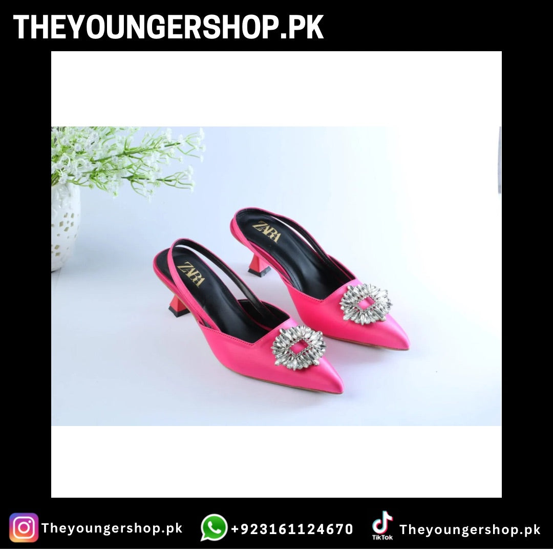 EMBELLISHED KITTEN HEELS - PINK