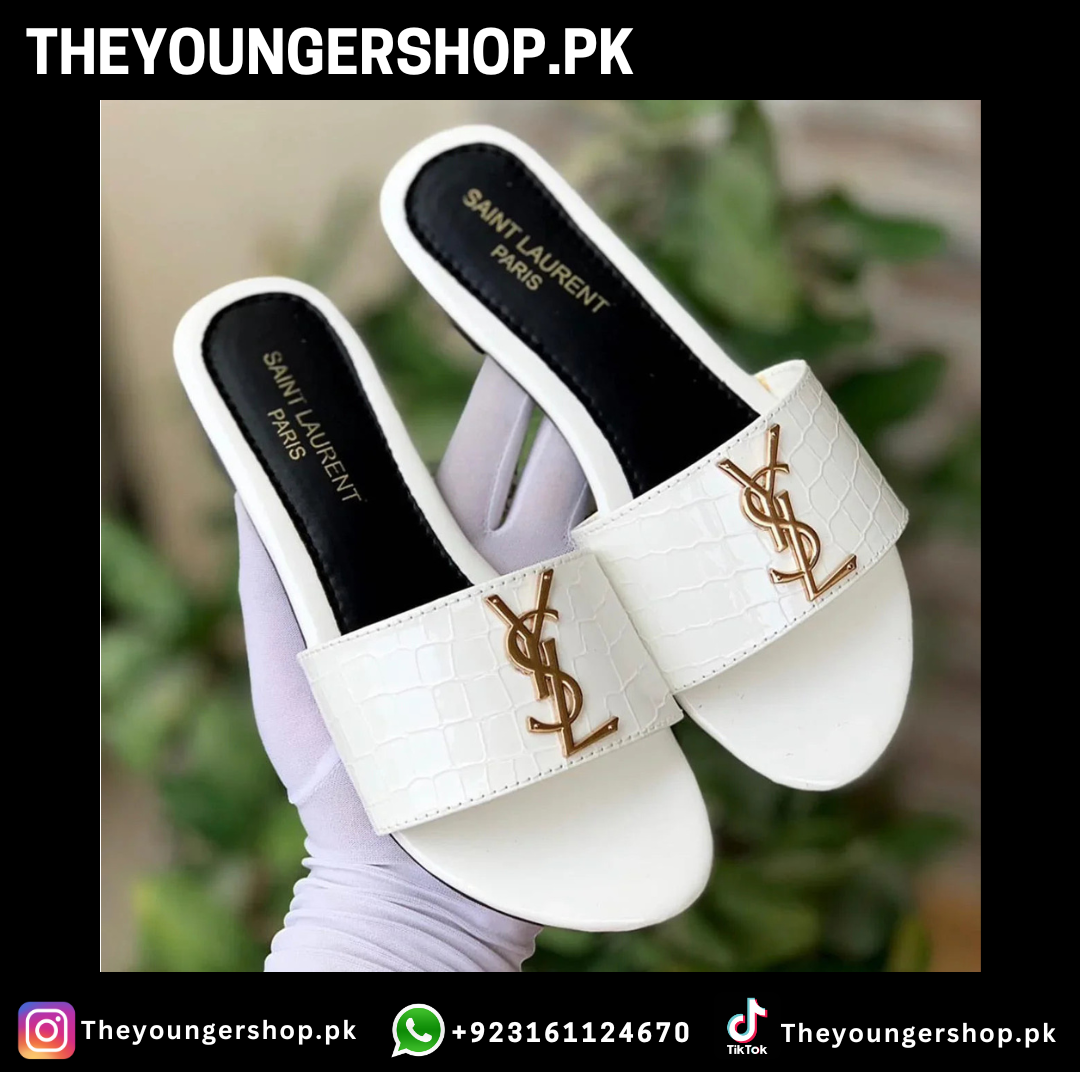 THEYOUNGERSHOP ULTIMATE LUXURY COMBO DEAL - YSL CROSS BODY BAG & YSL SLIDES - WHITE