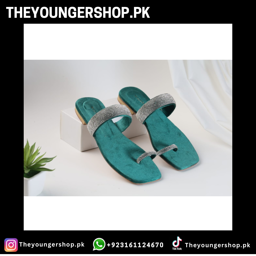 THEYOUNGERSHOP WOMEN'S MASH
STRAP SLIPPERS - GREEN - THEYOUNGERSHOP.PK