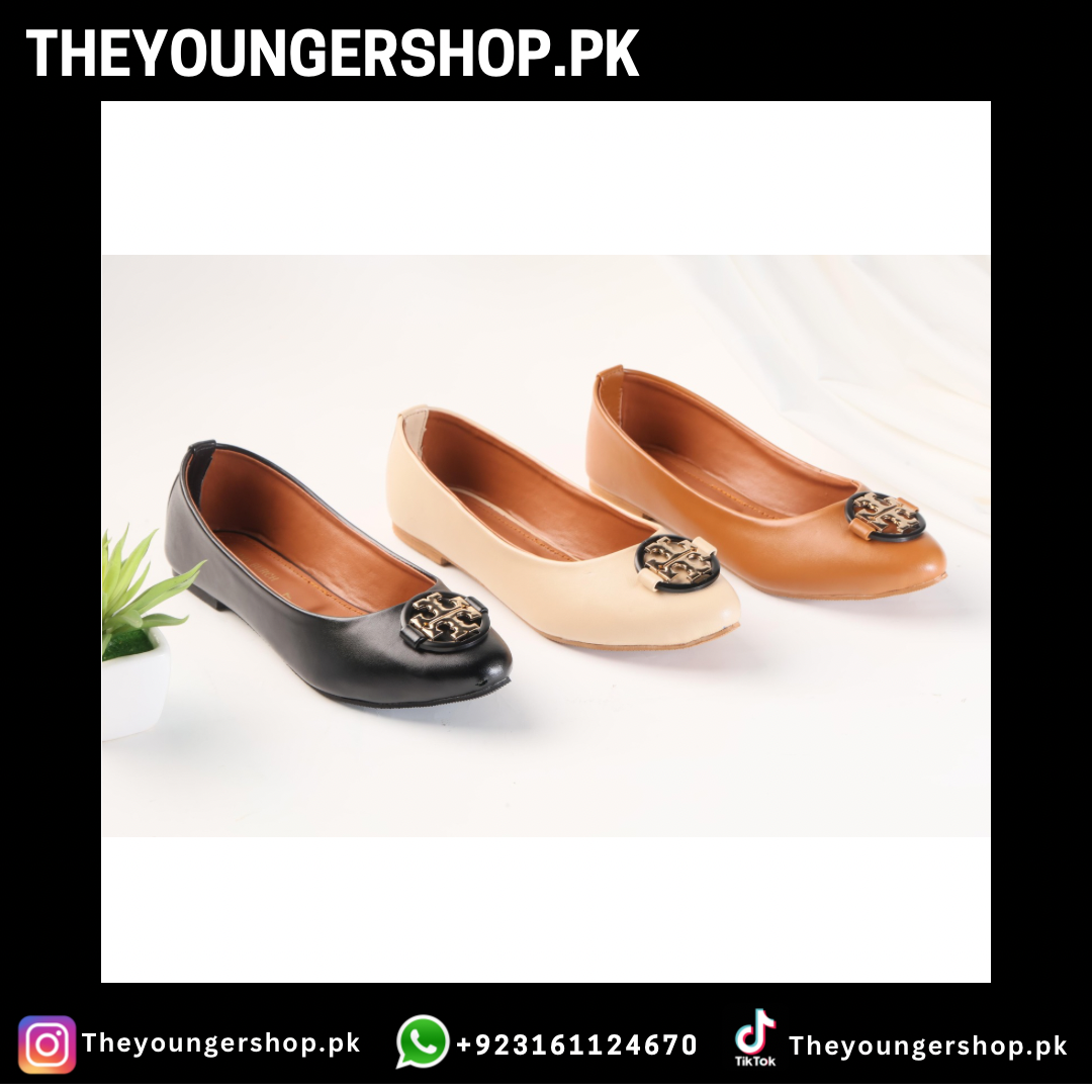 TORY BURCH CLAIRE BALLET FLAT PUMPS - BLACK - THEYOUNGERSHOP.PK