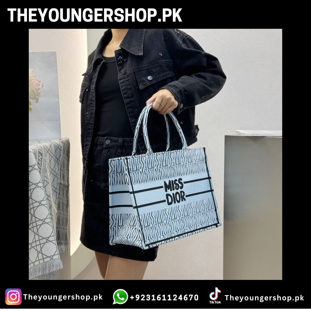 THEYOUNGERSHOP ULTIMATE LUXURY COMBO DEAL : MISS DIOR TOTE BAG & MISS DIOR SLIDES - BLUE