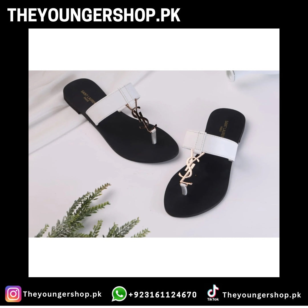 THEYOUNGERSHOP SAINT LAURENT CASSANDRA SLIPPER - WHITE