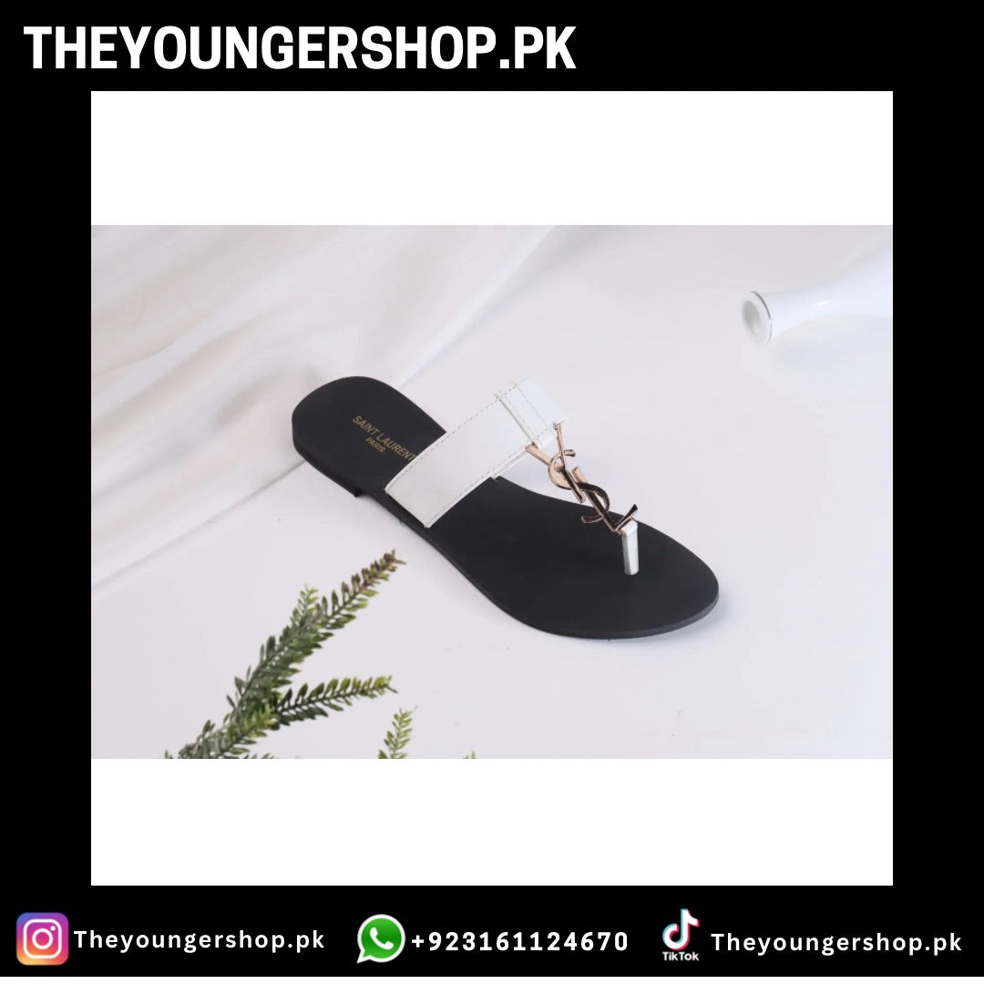 THEYOUNGERSHOP SAINT LAURENT CASSANDRA SLIPPER - WHITE