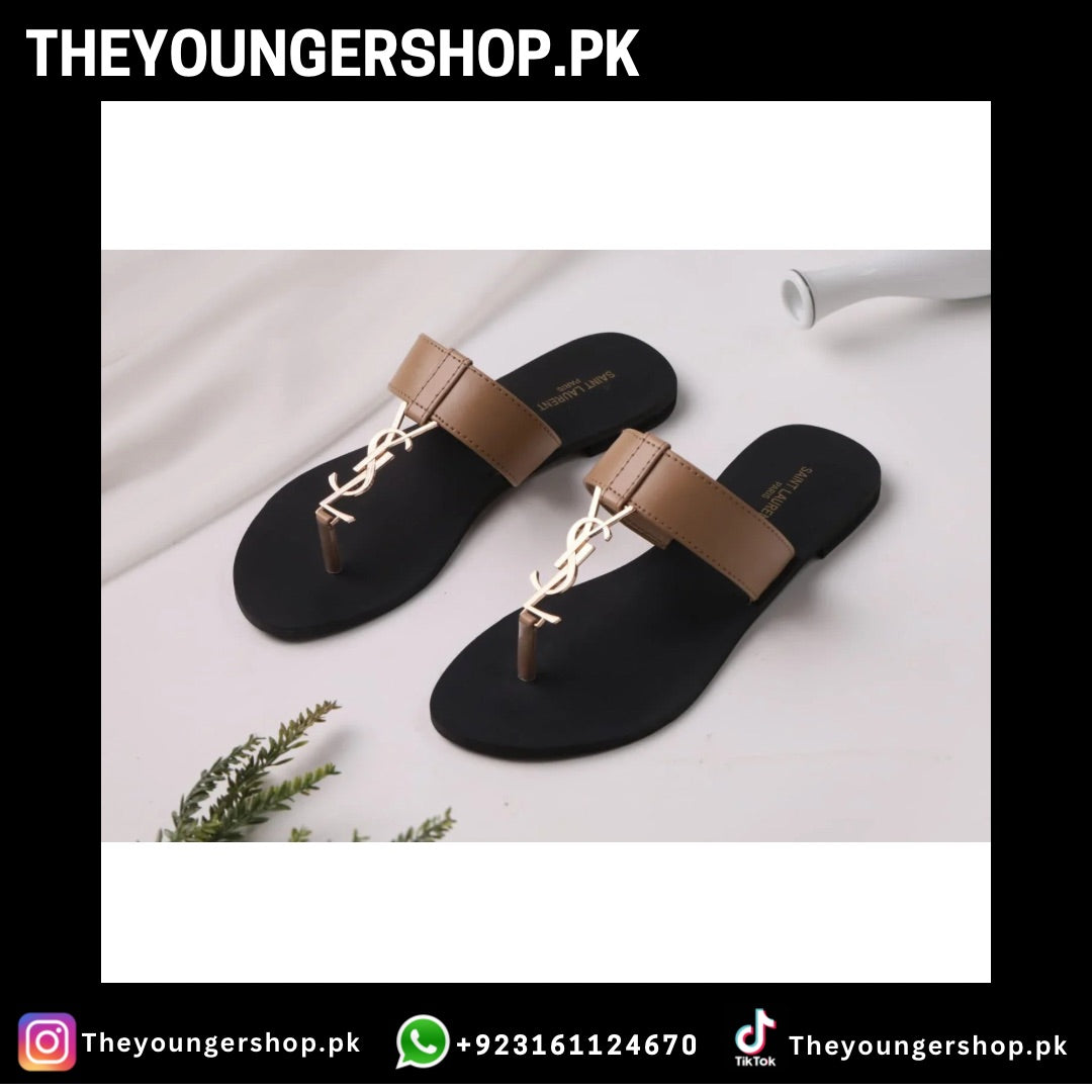 THEYOUNGERSHOP SAINT LAURENT CASSANDRA SLIPPER - BEIGE