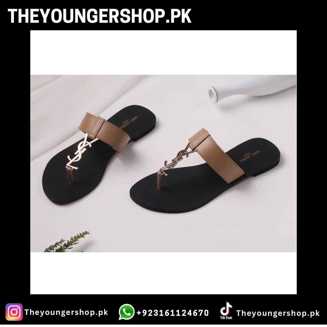 THEYOUNGERSHOP SAINT LAURENT CASSANDRA SLIPPER - BEIGE