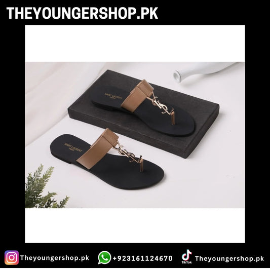 THEYOUNGERSHOP SAINT LAURENT CASSANDRA SLIPPER - BEIGE