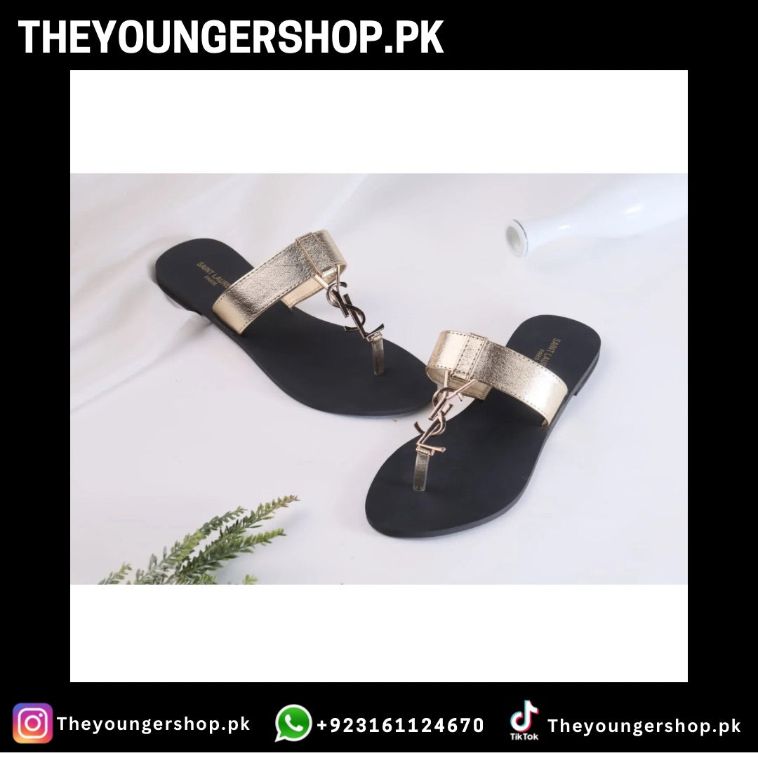 THEYOUNGERSHOP SAINT LAURENT CASSANDRA SLIPPER - GOLDEN