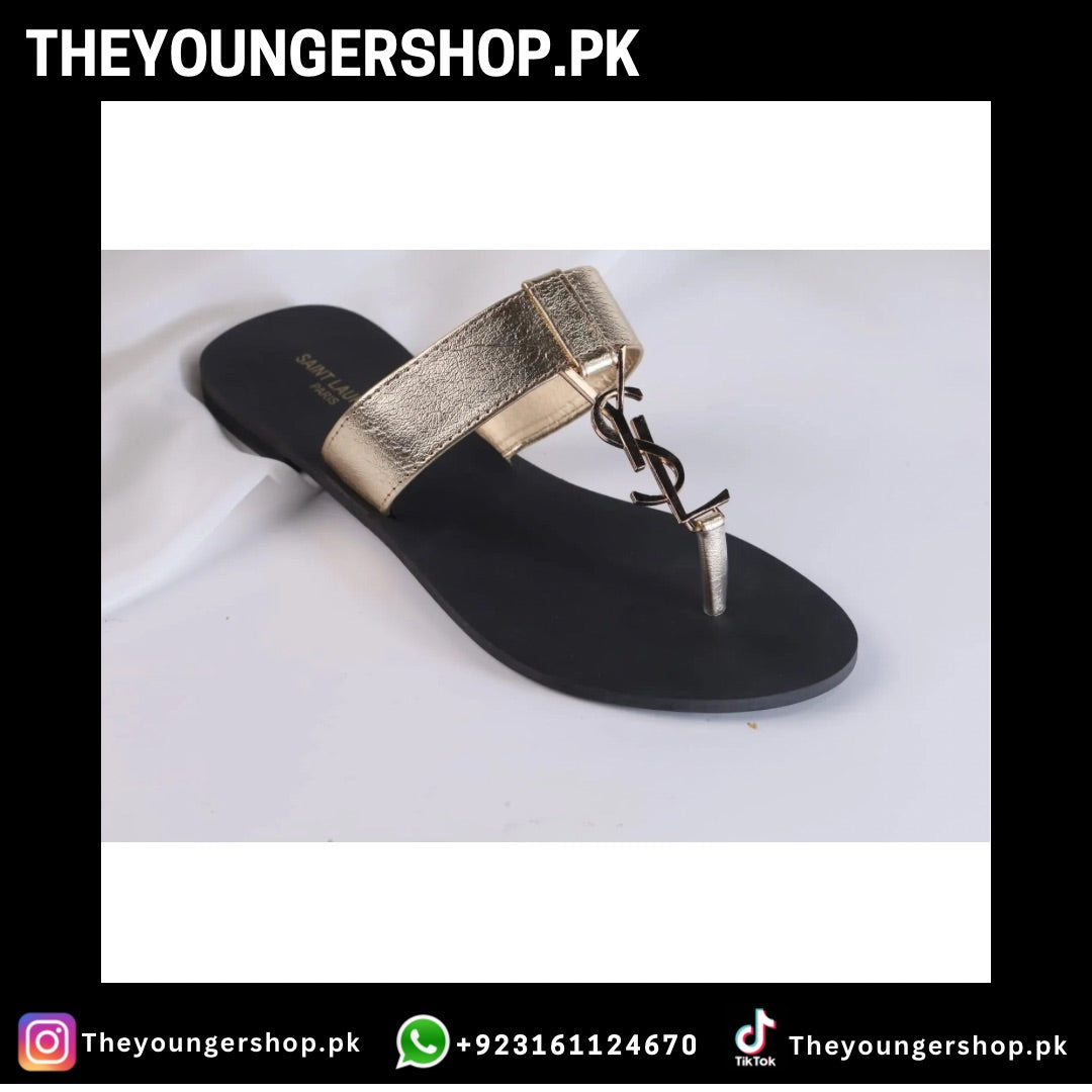 THEYOUNGERSHOP SAINT LAURENT CASSANDRA SLIPPER - GOLDEN