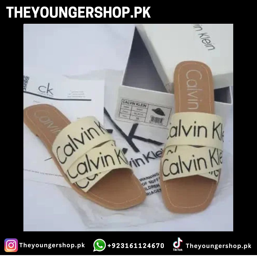 CK 'BAINY' LOGO SLIDES - BEIGE