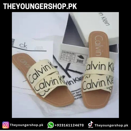 CK 'BAINY' LOGO SLIDES - BEIGE