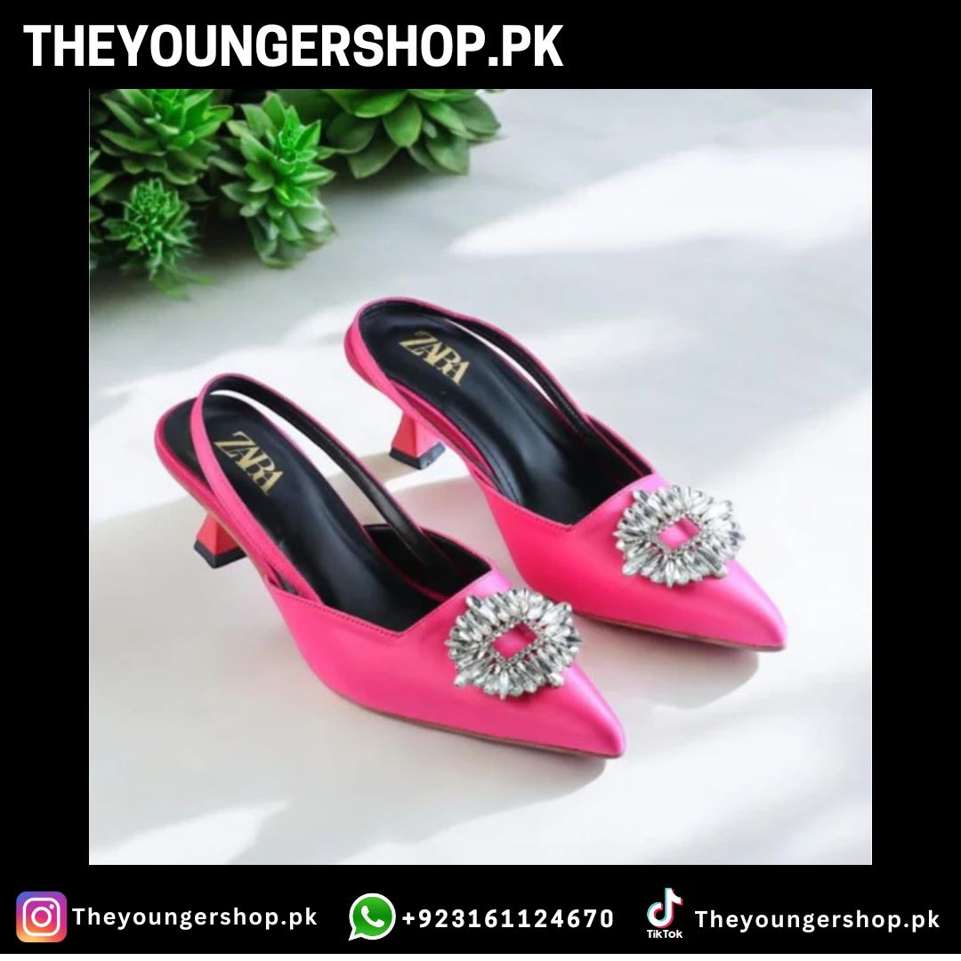 EMBELLISHED KITTEN HEELS - PINK